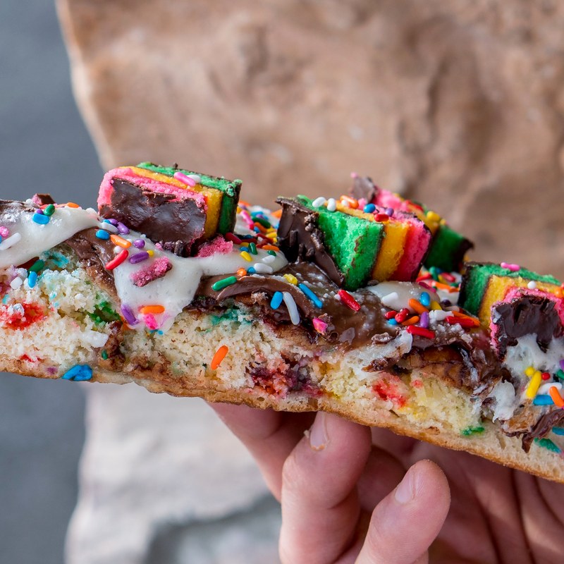 Italian Rainbow Cookie dessert pizza — Brother Bruno Direct