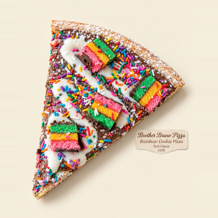 Italian Rainbow Cookie pizza slice
