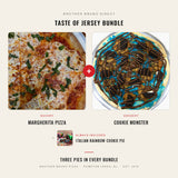 Taste of Jersey Bundle - Cookie Monster dessert pizza plus Margherita pizza, Brother Bruno Direct