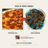 Taste of Jersey Bundle - Cookie Monster dessert pizza plus Pepperoni pizza, Brother Bruno Direct